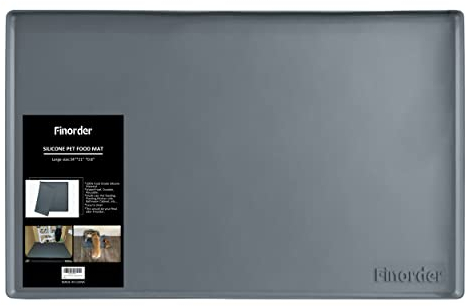 Hundenapf-Matte, Silikonmatte für Haustiere, XL (87,9 x 55,1 cm), wasserdichte Matte für Hunde, Katzenfutter und Wassernapf, rutschfeste Silikon-Unterspüle, Schrankauskleidung, H 2 cm (grau)