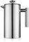 Miuly French Press Coffee Maker 1500ml/50oz large insulated cafetiere Double-Wall Insulated Stainless Steel 3 Level Filtration System French Press for Home, Camping and Office, Silver