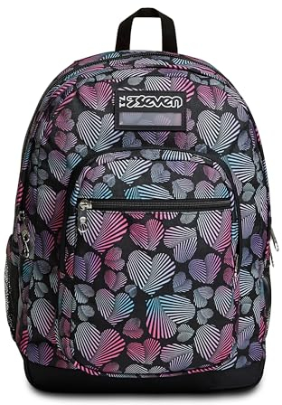 Seven Zaino Scuola Freethink - Nero, Rosa - Doppio scomparto con Porta di Ricarica USB - Ragazza