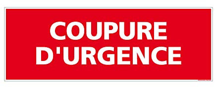 Signalétique.biz - Panneau Coupure d'Urgence - Signalisation Sécurité Incendie - 210 x 75 mm - Adhésif