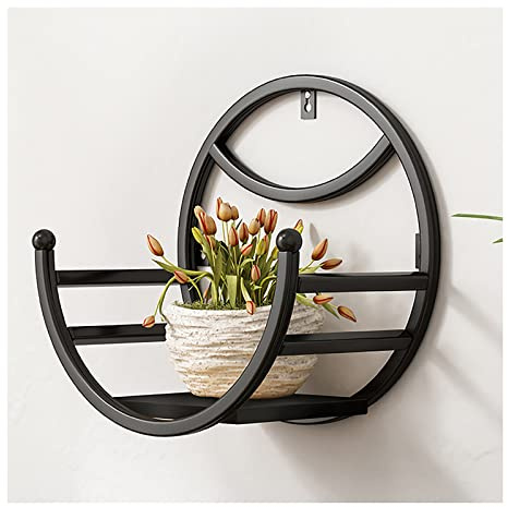 XLHWJCP Wand-Pflanzgefäß, Hängend Pflanzgefäß für Zimmerpflanzen Pflanzenständer, Blumenständer, Garten Wanddekoration für Wohnzimmer Zimmer Dekor, Blumentopf Wand Pflanztopf (L,Black)