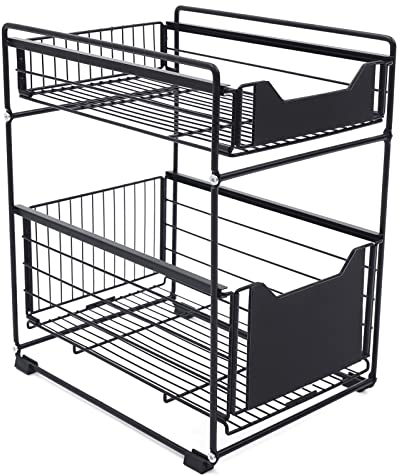 Acesunny 2 Etagen Teleskop Küchenregal Schlafzimmer Unterschrankregal Spülbecken Regal Teleskop Küchenschublade Schublade Korbauszug Schrankauszug Schublade