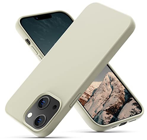 OIIAEE Silicone Case Designed for iPhone 13 Case, Ultra Slim Shockproof Protective Liquid Silicone Phone Case with Soft Anti-Scratch Microfiber Lining, 6.1 inch, Stone