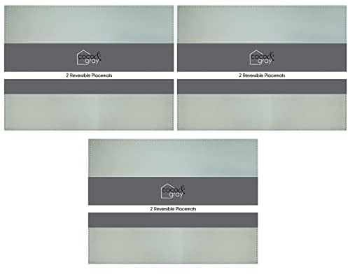 YöL Pack of 6 Reversible Placemats Two Tone Grey Sage Green Dinner Table Plate Food Surface Protector