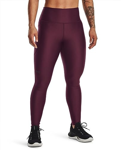 Under Armour HeatGear Armour Damen-Leggings, hoher Rutschfester Bund, Taschen, (600) Dark Maroon/Black, M