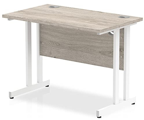 Dynamic Office Solutions Impulse 1000mm Slimline Desk Cantilever Leg Grey Oak White