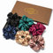 (6 Stück) Lolalet Haargummis Seide Scrunchies Satin für Damen, Haargummi Weich Elastisch Silk Skrunschis Groß für Damen Frauen Mädchen 6 Farben -Schwarz, Grün, Weinrot, Dunkelblau, Champagner, Bronze