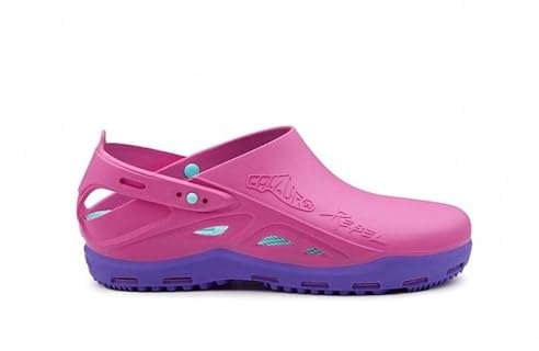 CALZURO 'Rebel' - Zoccoli Sanitari Professionali - Plantare Estraibile - Rosa/Suola Viola Mis.37-38 - Marchio CE