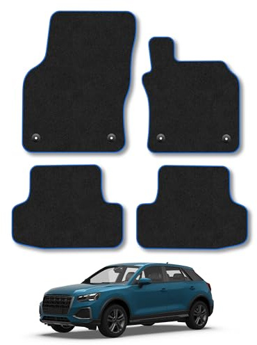 Audi Q2 (2017-2026) Carpet Car Mats | Blue Edge Trim Tailored Fit Floor Mats Full Coverage Protection Accessories Easy Clean Anti Slip Made in the UK