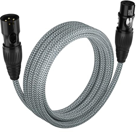 Huaham XLR-Kabel 1M, Nylon Geflochtenes Mikrofonkabel Mann Bis Weiblich, 3 Pin Ausbalanciert, Kompatibel Mit Mixer, Aufnahmestudio, Lautsprechersystemen