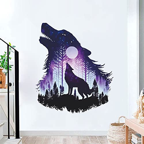 Wandtattoo Wolf Wandsticker Wanddeko für Wohnzimmer Schlafzimmer Sofa Hintergrund,Wandaufkleber Kinderzimmer Mädchen und Jungs,Wandaufkleber Diy Wandkunst Dekor