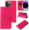LBH Handy Hülle für Apple iPhone 14 Pro Case Handytasche Schmetterling Blumen Flower Standfunktion Schutzhülle Magnet Rundum Schutz 360 Grad Flipcase Cover Pink