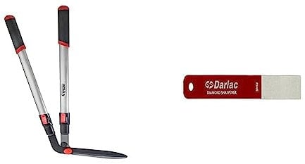 Darlac Telescopic Edging Shear with Diamond Sharpener – Garden Lawn Edging Shears with Extendable Handles – Adjustable & Fine Grade Diamond Sharpener – Effortless Sharpening to Restore Shears Easily
