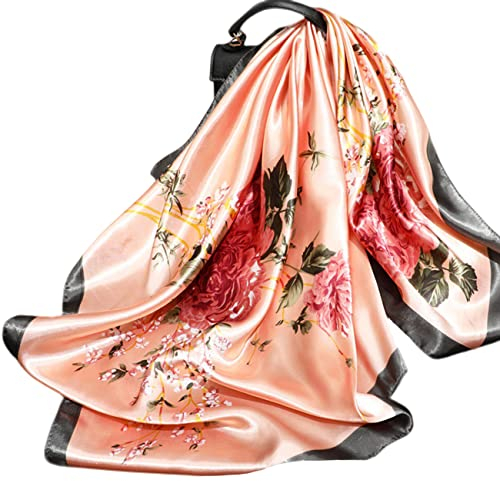 FAIRYGATE Satin Tuch für Haare Natürliche Maulbeerseide Schal Seidentuch Grafikdruck Klein Weich Quadratisch Seidenschal für Damen DA2524
