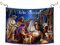 Balconera Navidad El niño Dios ha nacido. Decoración navideña colgadura religiosa del niño Jesús. Colgadura Navidad de tela. (100x70 cm.)