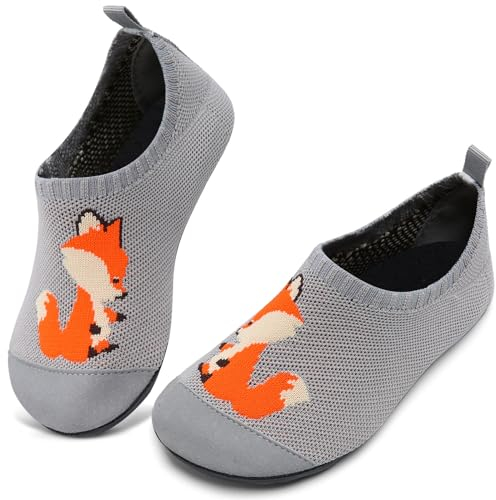 WateLves Hausschuhe Kinder Mädchen Slipper rutschfeste Leichte Turnschläppchen Flexibe Atmungsaktive Barfuss Pantoffeln Kindergarten Unisex(Orangenfuchs,30 31 EU)