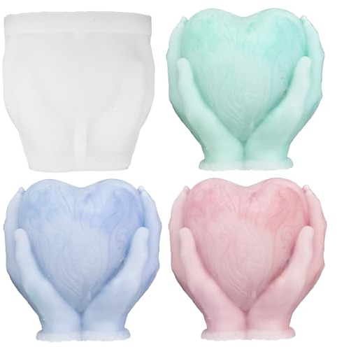 DIY Harz Formen Liebe in Deinen Händen, 3D Herz Kerzenformen Silikon, Silikonform Kerzenform Seifenform, Liebe Silikon Gießform Resin für DIY Hochzeit Jubiläumsgeschenk Haus Dekoration