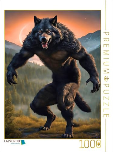 Puzzle · EIN Werwolf heult zum roten Mond | 1000 Teile · Lege-Größe 64 × 48 cm · CALVENDO Puzzle