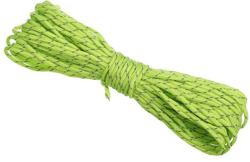 PATIKIL 65 Pieds de Corde de Tente Réfléchissante en Paracorde, Corde de 3mm en Nylon pour Tente de Camping, Bâche, Randonnée, Vert Fluorescent (20M).