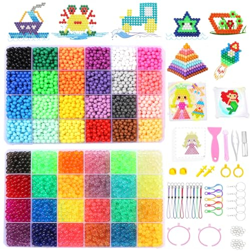 EIKEJI 7400 Wasserperlen Nachfüllset, 48 Farben Wassersperlen Starter set, Magische Wasserperlen für Kinder, Leuchten im Dunkeln Perlen, Glitzer Perlen, Perlen Starter Set, für Anfänger DIY Spielzeug