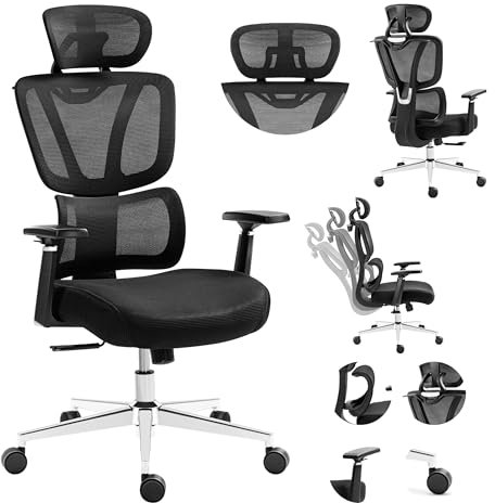 MARK ADLER Expert 4.6 | Ergonomisch Schreibtischstuhl Bürostuhl Drehsessel | Verstellbarer Lordosenstütze | Verstellbare Rückenlehne Armlehnen Kopfstütze | Höhenverstellbar | mit Aufhänger | Schwarz