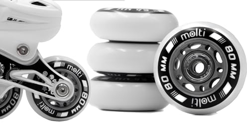 molti Räder mit Kugellager ABEC9 8er- 80 mm Pack Indoor-/Outdoor-Rollschuh Räder Inlin-Skates Freizeitspaß (weiß, 80 mm)