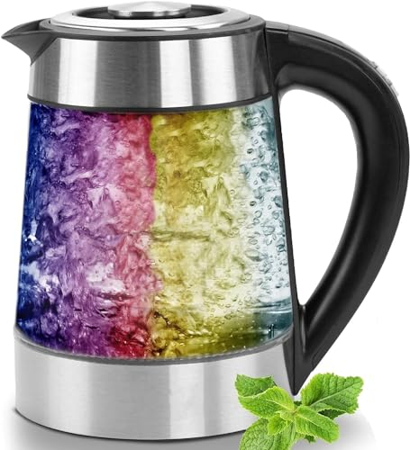 Bouilloir électrique en verre borosilicate 2,2 litres 1500W éclairage LED