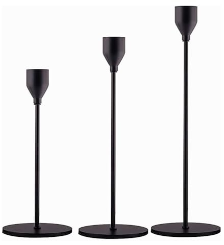 Kerzenständer Schwarz 3er Pack - Kerzenhalter Metall für Party, Hochzeit, Deko, Tabelle, Geburtstag, Abendessen - Vintage Deko