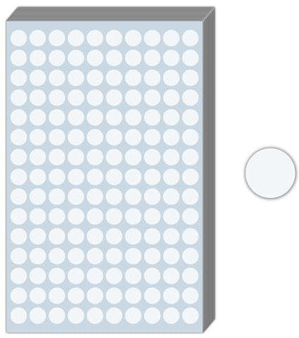 9000 Stück, 12mm - Klebepunkte Weiß, Weiße Punkte Aufkleber Sticker, Runde Punktaufkleber Markierungspunkte