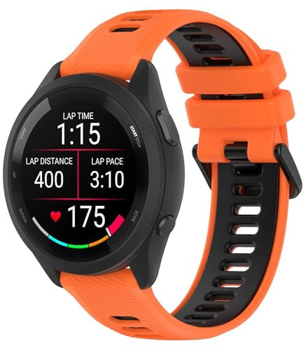 FiiMoo Cinturino in Silicone Compatibile con Garmin Venu Sq 2/Venu 2 Plus/Vivoactive 5/Forerunner 245/165 - 20mm Ricambio Sportivo - Arancione