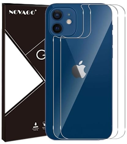 NOVAGO Compatible avec iPhone 12- Lot de 2 Films arrières Protection vitre Verre trempé résistant pour le dos