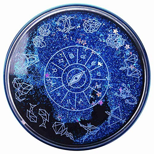 RIYAN Cute Fashion Contact Lens Case,Portable Travel Glitter Luxury Bling Stars Liquid Quicksand Contact Lens Cases Eye Care Set(Blue)