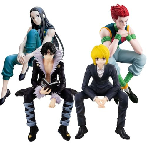 Xinchangda 4pcs Chrollo Lucilfer Figur Anime Noodle Stopper Hisoka Kurapika Illumi Zaoldyck Figurine Modell Desktop Dekoration Kollektionen