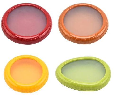 Caja de almacenamiento de frutas de silicona de 4 piezas | Almacenamiento de cebolla y aguacate | Salvadores de alimentos de silicona reutilizables para refrigerador | Juego de recipientes de