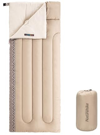 Naturehike Schlafsack Ideal für Erwachsene und Kinder Wasserdichter Leichter Deckenschlafsack 3-4 Jahreszeiten für Camping Reisen Outdoor Aktivitäten 190 x 75cm (Creme-Links)