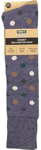 Town and Country Multi Spot Chunky Wellington Boot Socks 4-7
