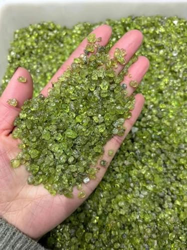 5-8mm Natürlicher Reiki Olivin Kristall Kristall und Heilmineral Kies Energiestein Probe Groß Großhandel Aquarium Wohndekor-200g