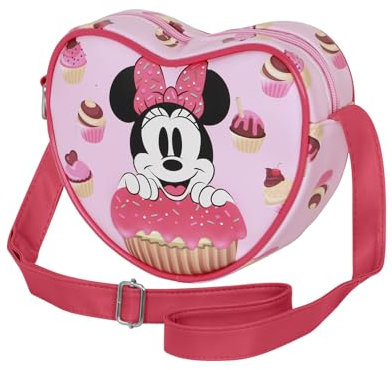 Disney Minnie Maus Muffin-Casual Herz Schultertasche, Rosa, 21 x 15,5 cm