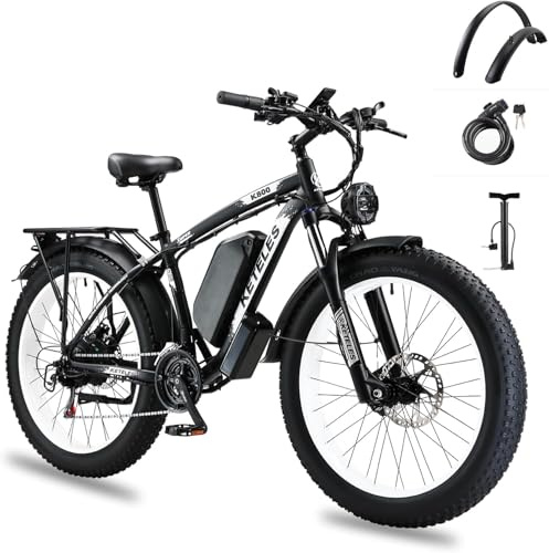 Electric Fat Tire Mountain Bike for Adults - 26 All-Terrain Anti-Slip Wheels with Removable 48V Battery & USB Charger | Quick-Release Seat, 70+ Miles Range, Includes Phone Mount