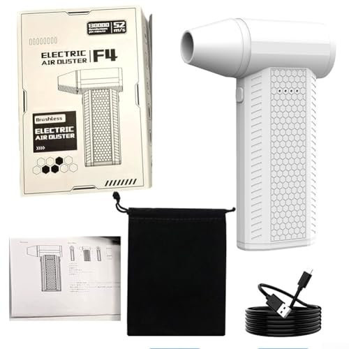 Eficiente plumero de aire inalámbrico con tecnología sin escobillas para un máximo rendimiento en zonas de difícil acceso (blanco)