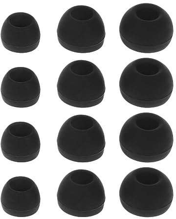 6 Pairs Silicone Replacement Earbud Tips,3 Sizes Black/Clear/White Tips,Silicone Noise Isolation Cover Earbuds Ear Tips for Premium Isolation(S/M/L) (Black)