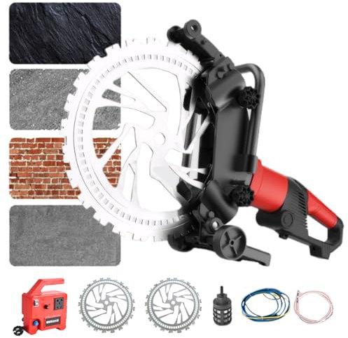 twostronking 16in Concrete Saw,Wall Chaser Concrete Cutter,30cm Cutting Depth,3000rpm/Min,With Linkage Water Pump,Dual Water Outlet,90° No-Dead-Angle Cutting,Applicable to Concrete,Bricks, Marble