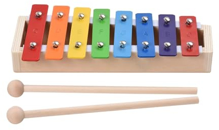 XPJYUA Xylophon Kompaktes Xylophon-Glockenspiel mit 8 Tasten und Holz