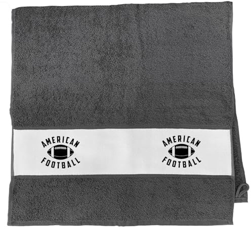 Huuraa Handtuch American Football Ball Geschenk | 50x100cm Graphite Baumwolle Handtuch Geschenkidee Graues Gästehandtuch mit Motiv Gästetuch Weich und Saugstark