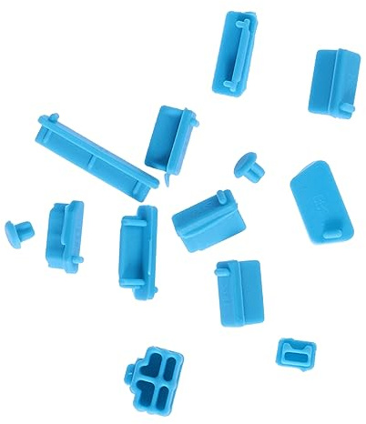 SHINEOFI 13 Pcs Silicone Laptop Dust Plug Usb Port Charger Protector Set, Universal Blue Dust Cover Caps for Laptop and Usb Ports, Portable Dustproof Stopper for Travel and Daily Use