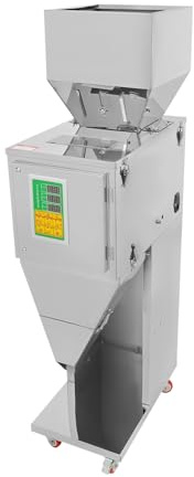 Mqwdxzfes 200W Automatische Abfüllmaschine 10-999g (0,02–2,2 lbs), Edelstahl Verpackungsmaschine mit Fußpedal, Dual-Vibrationstechnologie Wiegefüllmaschine für Bohnen Samen Körner Tee