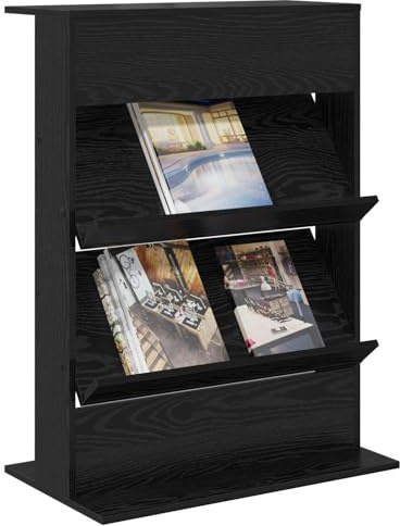 vidaXL Magazinregal Schwarz Eichen-Optik 70 x 41 x 96 cm Holzwerkstoff