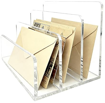 Porte Fichiers en Acrylique Transparent, 7 x 10,1 x 10,5cm, Porte Lettres en Acrylique, Rangement Acrylique pour Bureau, pour Bureau, Classeurs, Chemises