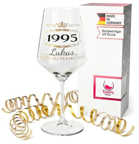 Sipply Weinglas personalisiert mit Geburtsjahr und Name 0,5l Geschenke zum 30. 40. 50. 60. Geburtstag runde Geburtstage für Frauen Männer Mama Papa Oma Opa Schwester beste Freundin Freund