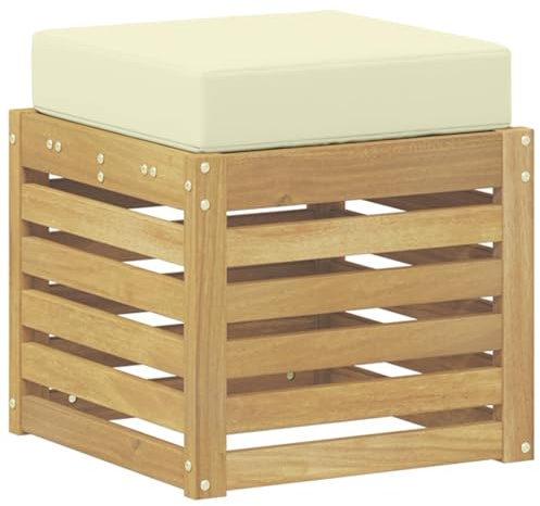 vidaXL Outdoor Hocker Bank Weiß 43 x 43 x 45 cm Massivholz Akazie, Moderner Garten Lounge, Bequeme Sitzbank für die Terrasse, modulare Sofa-Anordnung, perfekte Sommerentspannung